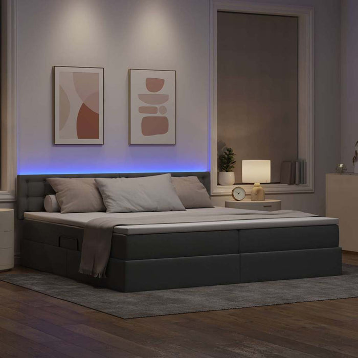 Pat cu lumini cu bandă LED Gri deschis 200 x 200 cm țesătură - WALTI WALTI