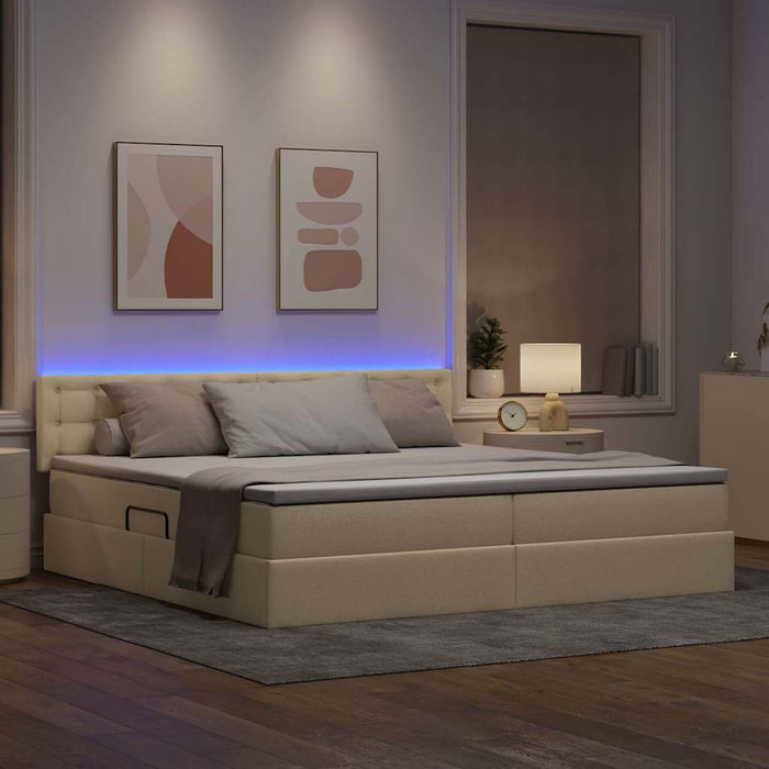 Pat cu saltea și LED cu saltea Creme 200 x 200 cm țesătură - WALTI WALTI