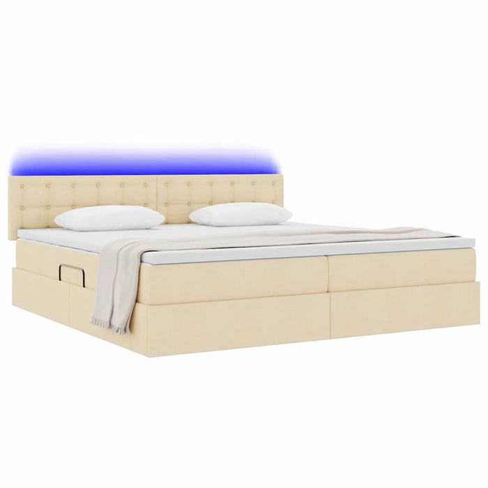 Pat cu saltea și LED cu saltea Creme 200 x 200 cm țesătură - WALTI WALTI