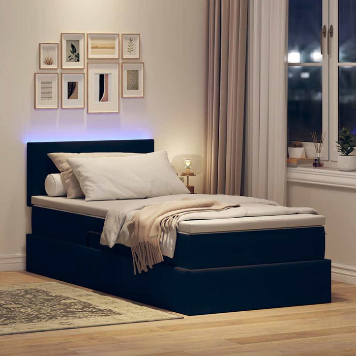 Pat cu saltea și LED cu saltea cu led Negru 90 x 190 cm Catifea - WALTI WALTI