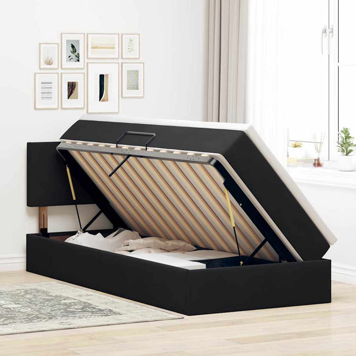 Pat cu saltea și LED cu saltea cu led Negru 90 x 190 cm Catifea - WALTI WALTI