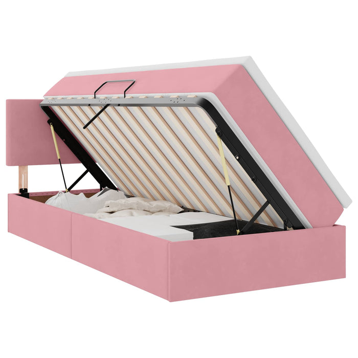 Pat cu saltea și LED cu saltea cu led Roz 90 x 190 cm Catifea - WALTI WALTI