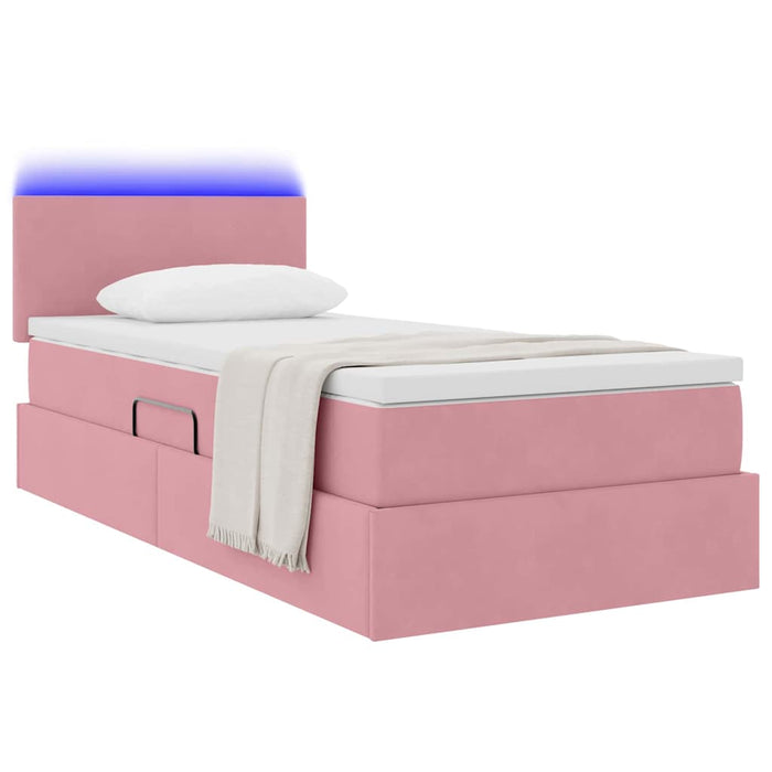 Pat cu saltea și LED cu saltea cu led Roz 90 x 190 cm Catifea - WALTI WALTI