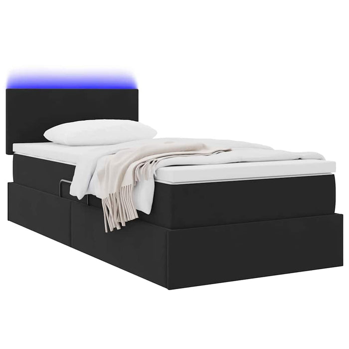 Pat cu saltea și LED cu saltea cu led Negru 90 x 200 cm Catifea - WALTI WALTI