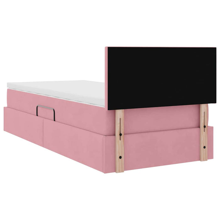 Pat cu saltea și LED cu saltea cu led Roz 90 x 200 cm Catifea - WALTI WALTI