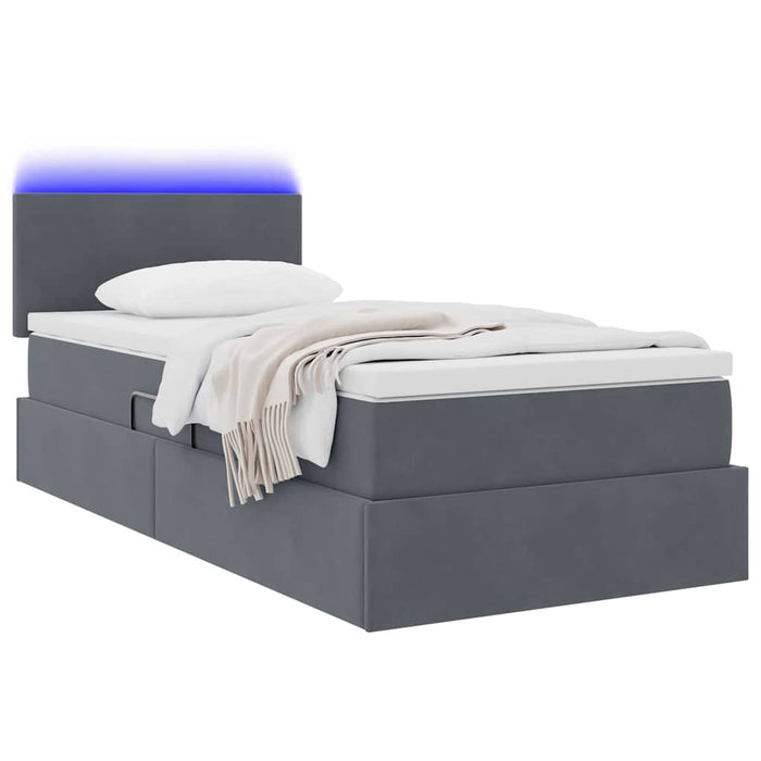 Pat cu saltea și LED cu saltea Gri închis 100 x 200 cm Catifea - WALTI WALTI