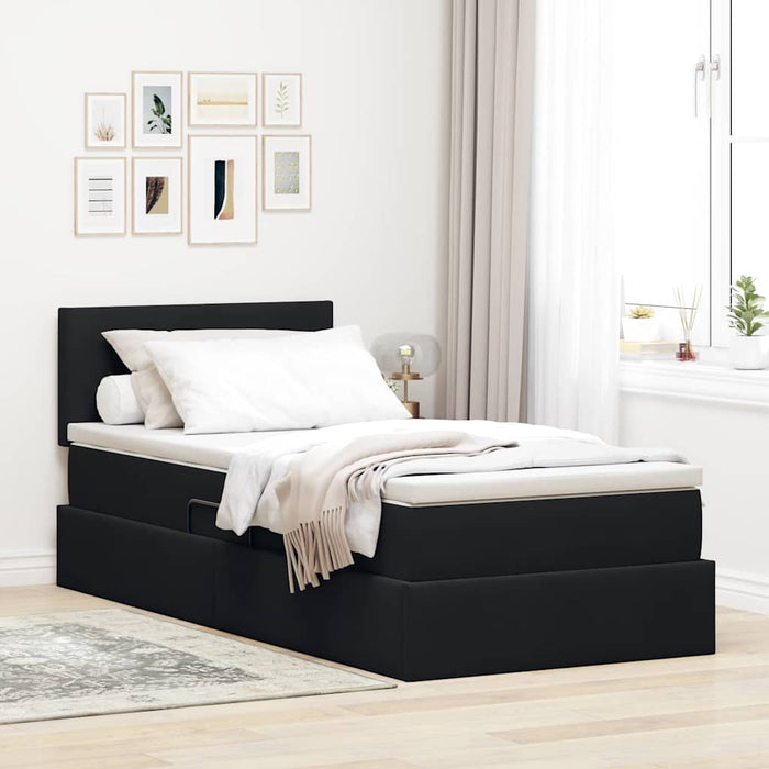Pat cu saltea și LED cu saltea Negru 100 x 200 cm Catifea - WALTI WALTI