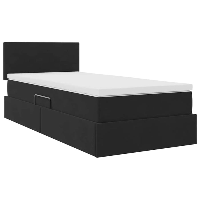 Pat cu saltea și LED cu saltea Negru 100 x 200 cm Catifea - WALTI WALTI