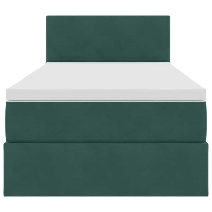 Pat cu saltea și LED cu led Verde închis 100 x 200 cm Catifea - WALTI WALTI
