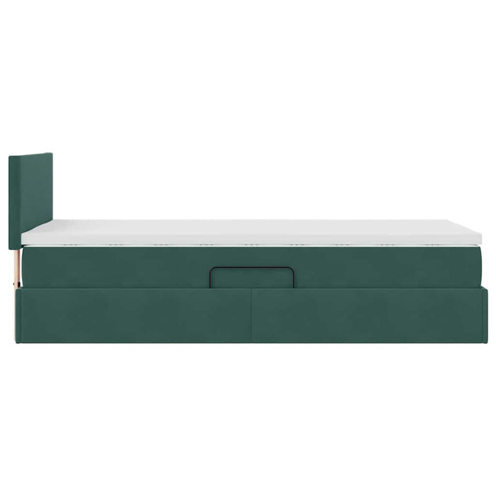 Pat cu saltea și LED cu led Verde închis 100 x 200 cm Catifea - WALTI WALTI