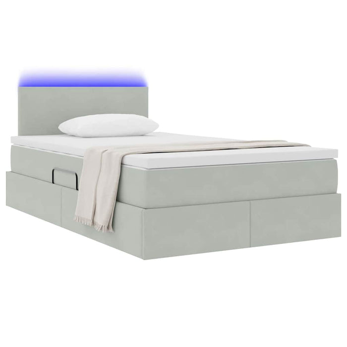 Pat cu saltea și LED cu saltea Gri deschis 120 x 190 cm Catifea - WALTI WALTI