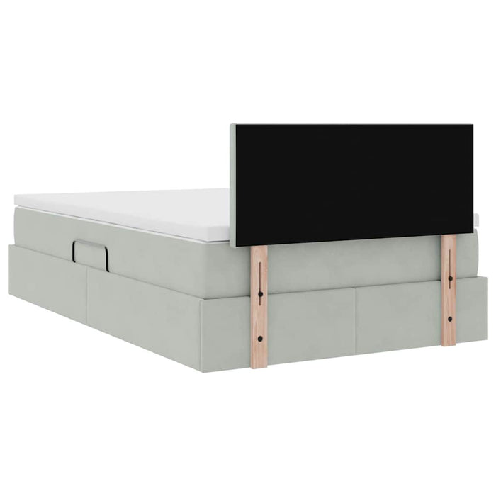 Pat cu lumini cu bandă LED Gri deschis 120 x 200 cm Catifea - WALTI WALTI