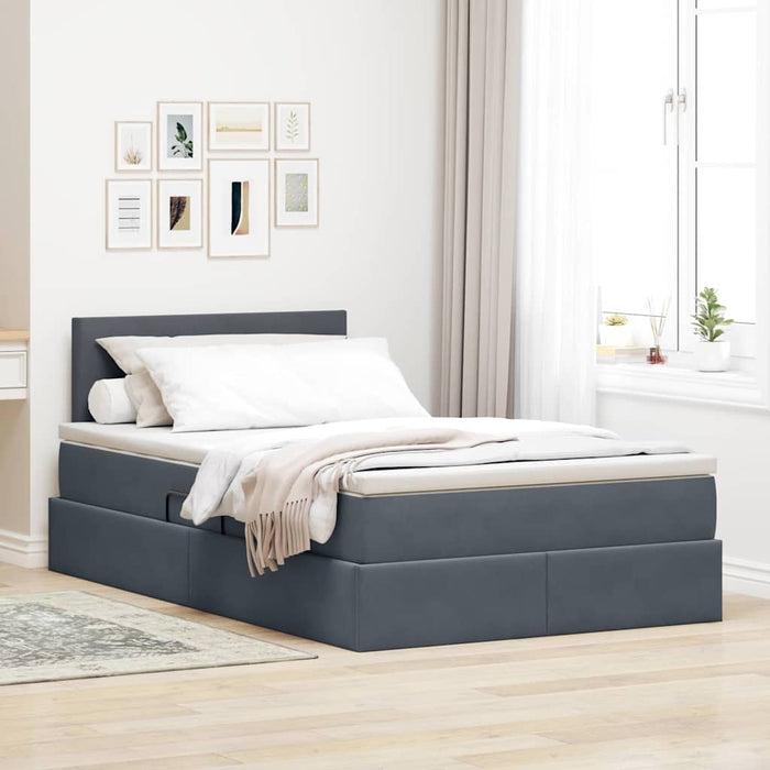 Pat cu lumini cu bandă LED Gri închis 120 x 200 cm Catifea - WALTI WALTI