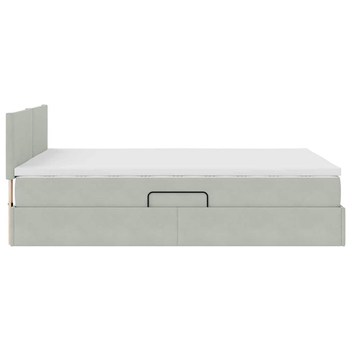Pat cu lumini cu bandă LED Gri deschis 140 x 190 cm Catifea - WALTI WALTI