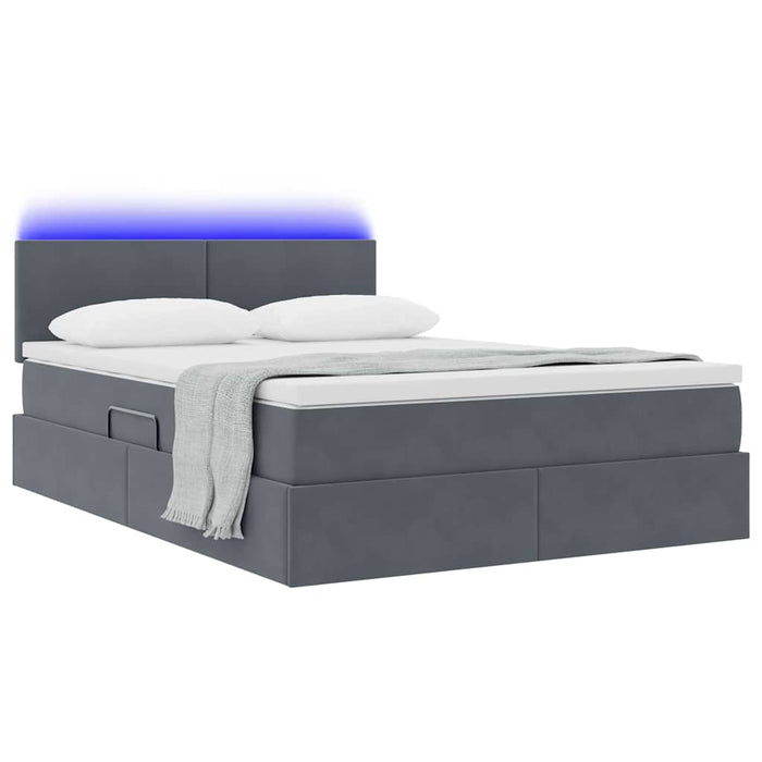 Pat cu lumini cu bandă LED Gri închis 140 x 190 cm Catifea - WALTI WALTI