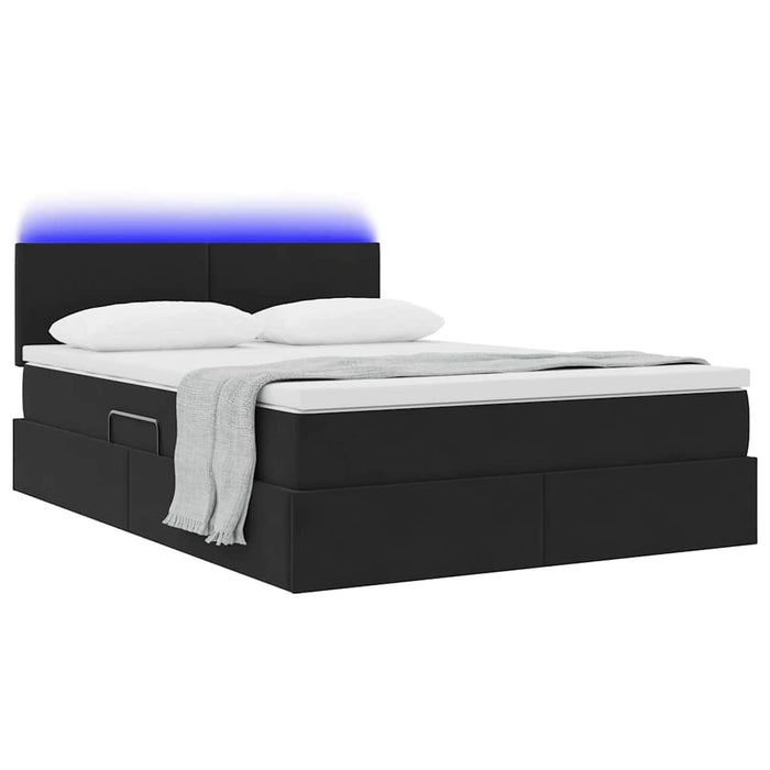 Pat cu lumini cu bandă LED Negru 140 x 190 cm Catifea - WALTI WALTI
