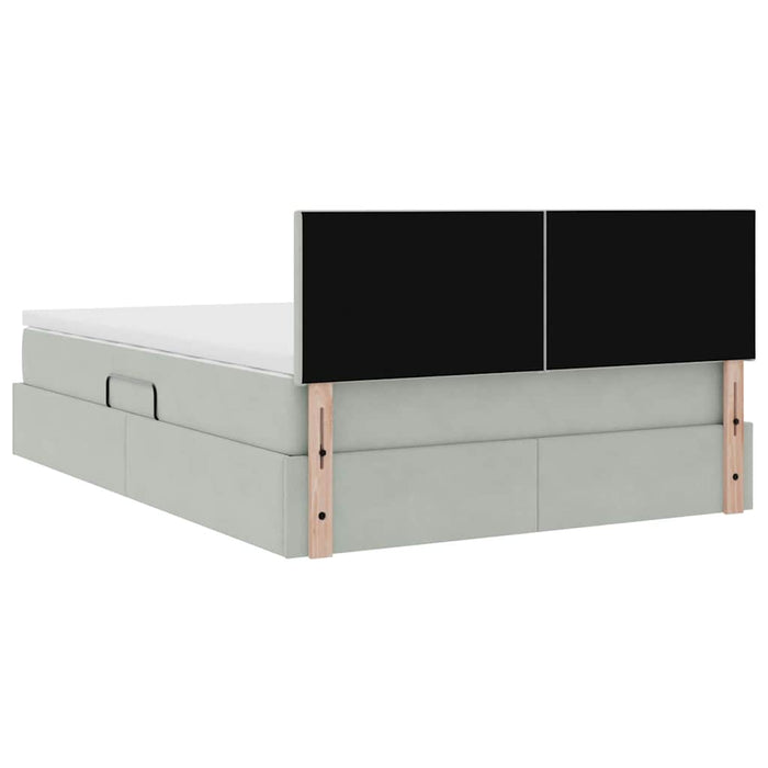 Pat cu lumini cu bandă LED Gri deschis 140 x 200 cm Catifea - WALTI WALTI