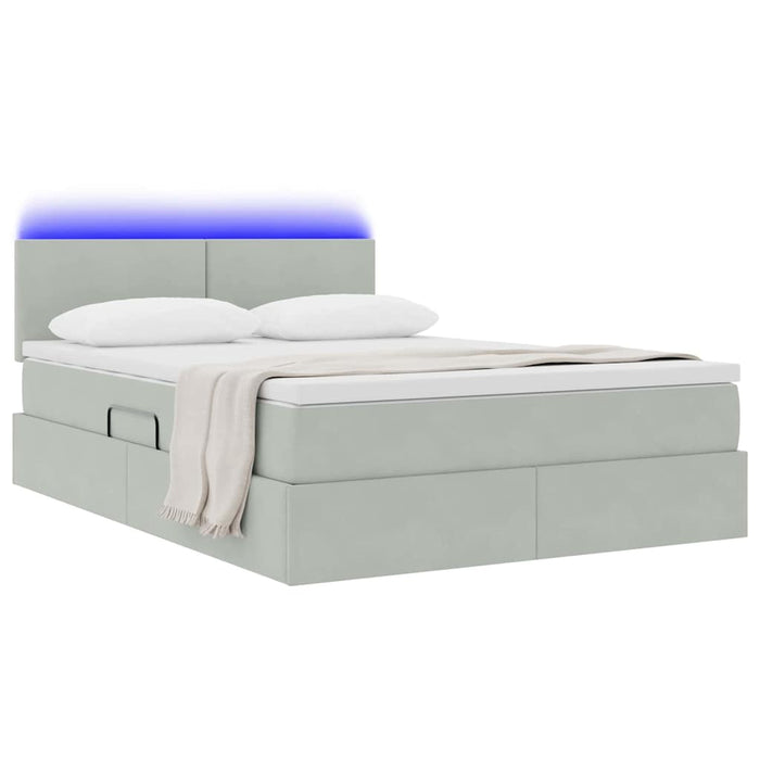 Pat cu lumini cu bandă LED Gri deschis 140 x 200 cm Catifea - WALTI WALTI