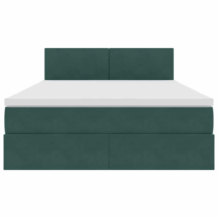 Pat cu lumini cu bandă LED Verde închis 140 x 200 cm Catifea - WALTI WALTI