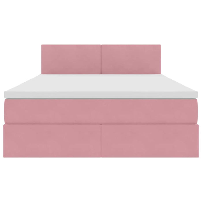 Pat cu lumini cu bandă LED Roz 140 x 200 cm Catifea - WALTI WALTI