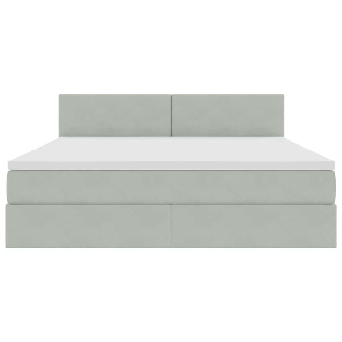 Pat cu lumini cu bandă LED Gri deschis 160 x 200 cm Catifea - WALTI WALTI