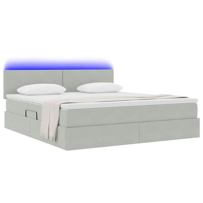 Pat cu lumini cu bandă LED Gri deschis 180 x 200 cm Catifea - WALTI WALTI