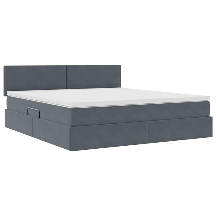 Pat cu lumini cu bandă LED Gri închis 180 x 200 cm Catifea - WALTI WALTI
