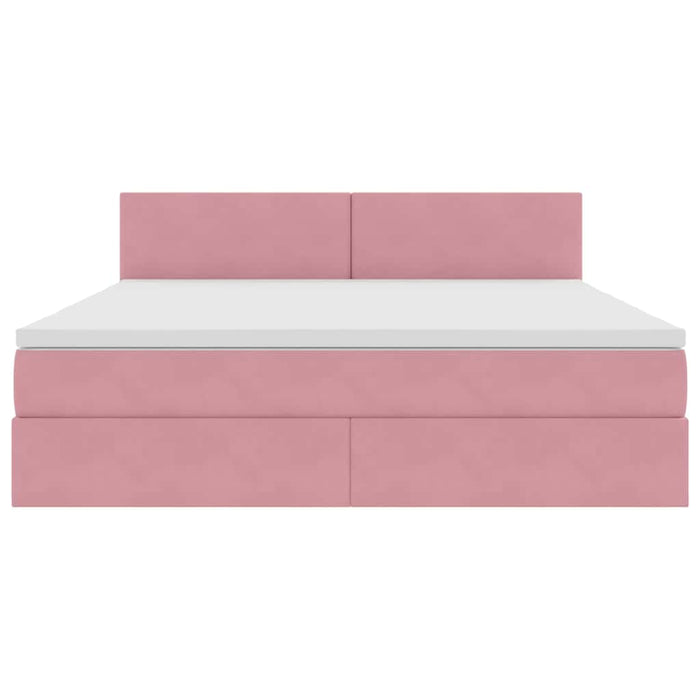 Pat cu lumini cu bandă LED Roz 180 x 200 cm Catifea - WALTI WALTI