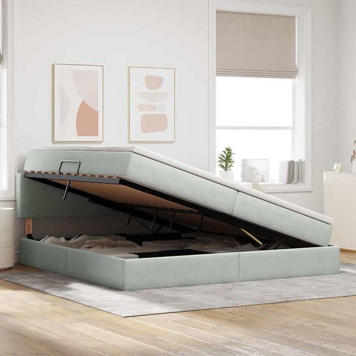 Pat cu lumini cu bandă LED Gri deschis 200 x 200 cm Catifea - WALTI WALTI