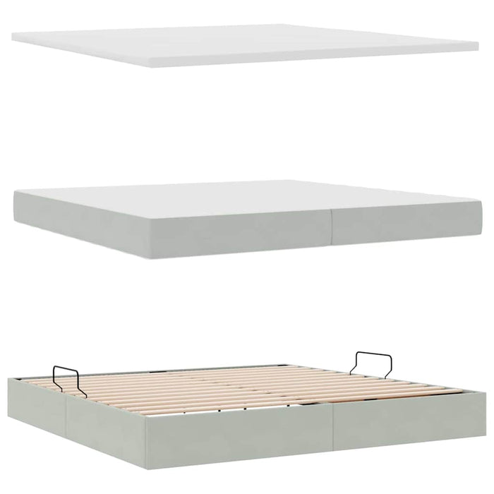 Pat cu lumini cu bandă LED Gri deschis 200 x 200 cm Catifea - WALTI WALTI