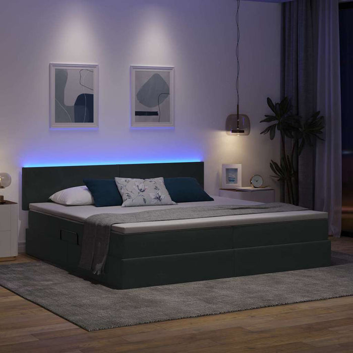 Pat cu lumini cu bandă LED Gri închis 200 x 200 cm Catifea - WALTI WALTI
