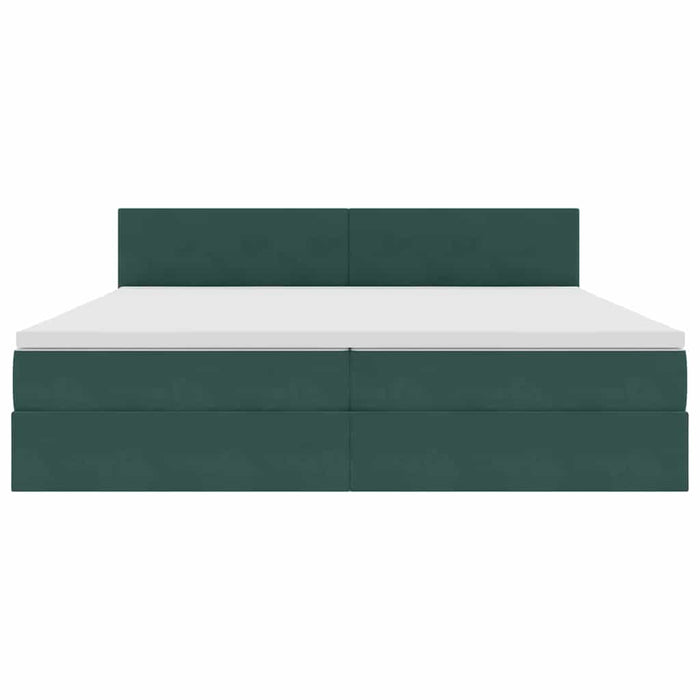 Pat cu saltea și LED cu led Verde închis 200 x 200 cm Catifea - WALTI WALTI