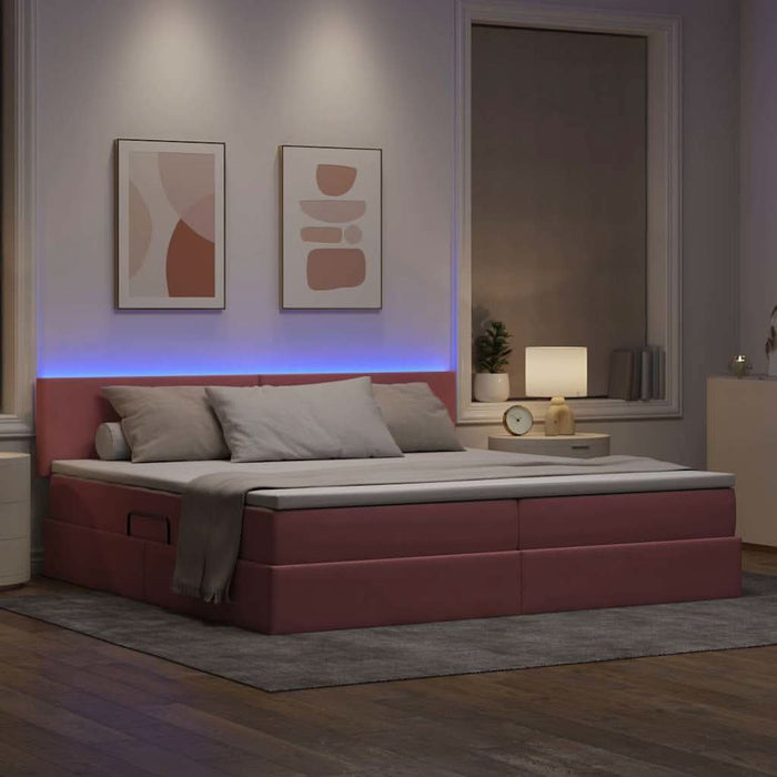 Pat cu lumini cu bandă LED Roz 200 x 200 cm Catifea - WALTI WALTI