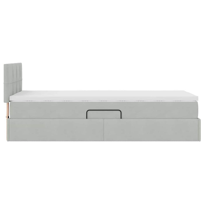 Pat cu saltea și LED cu saltea Gri deschis 90 x 190 cm Catifea - WALTI WALTI
