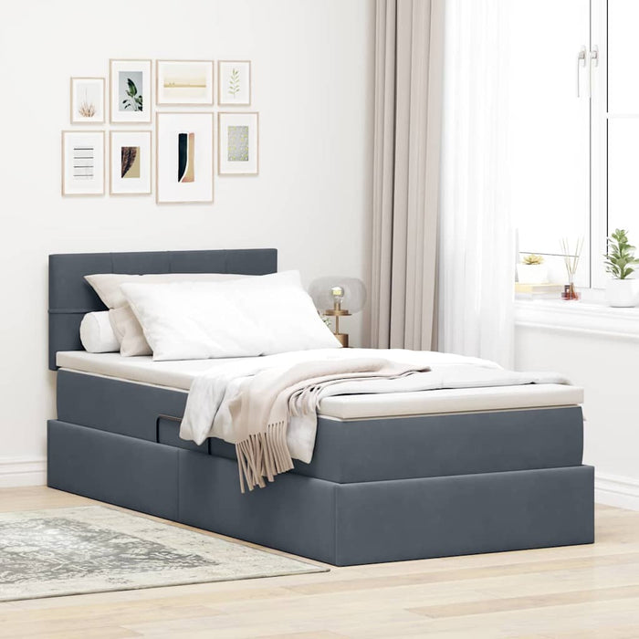 Pat cu saltea și LED cu saltea Gri închis 90 x 190 cm Catifea - WALTI WALTI