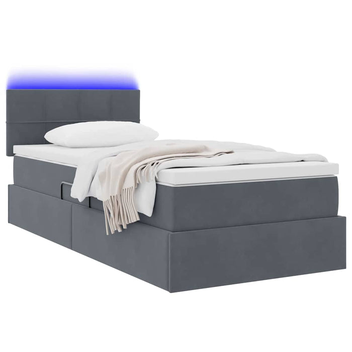 Pat cu saltea și LED cu saltea Gri închis 90 x 190 cm Catifea - WALTI WALTI