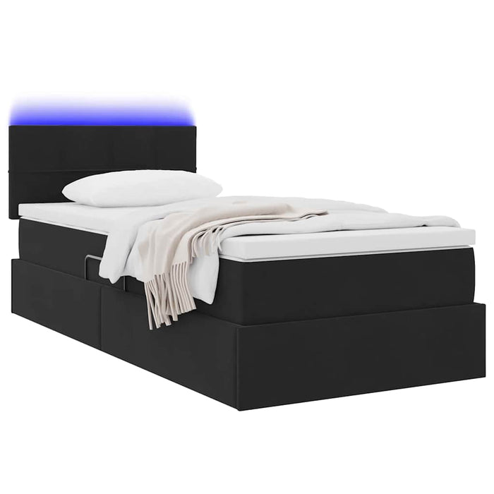 Pat cu saltea și LED cu saltea cu led Negru 90 x 200 cm Catifea - WALTI WALTI