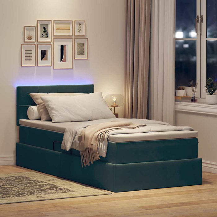 Pat cu saltea și LED cu saltea Verde închis 90 x 200 cm Catifea - WALTI WALTI
