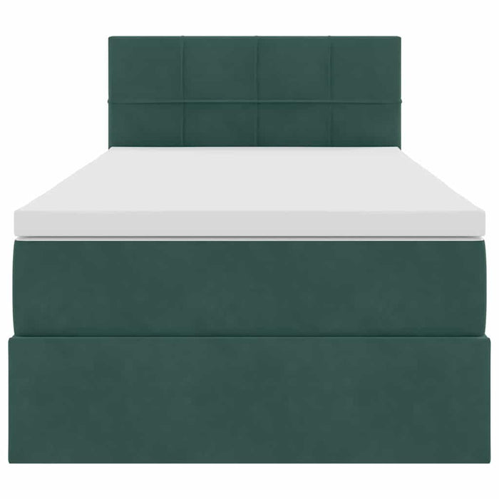 Pat cu saltea și LED cu saltea Verde închis 90 x 200 cm Catifea - WALTI WALTI