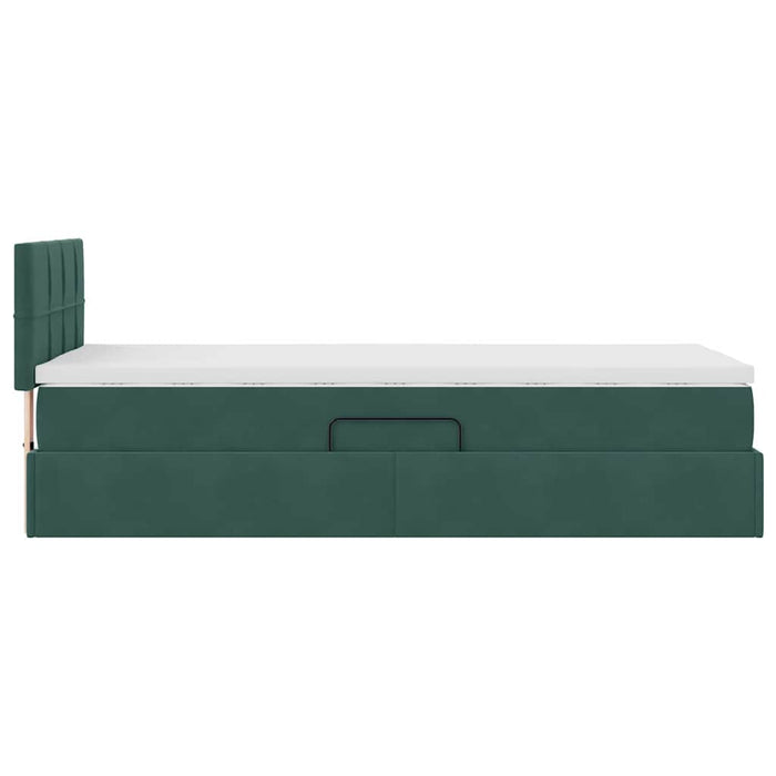 Pat cu saltea și LED cu saltea Verde închis 90 x 200 cm Catifea - WALTI WALTI