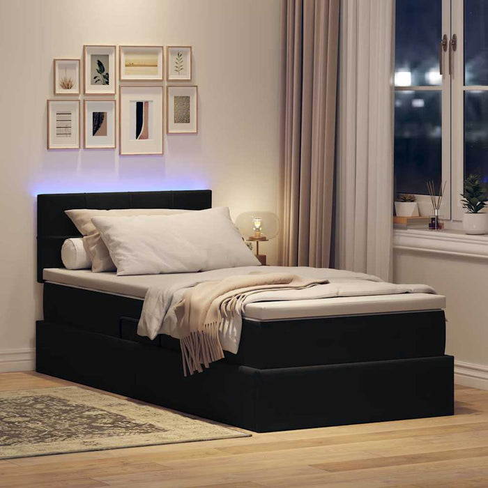 Pat cu saltea și LED cu saltea Negru 100 x 200 cm Catifea - WALTI WALTI