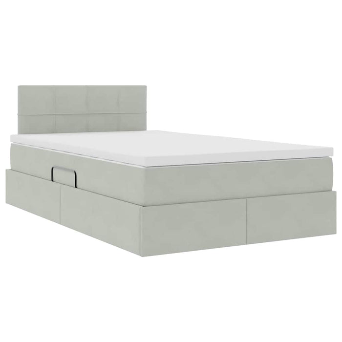 Pat cu lumini cu bandă LED Gri deschis 120 x 200 cm Catifea - WALTI WALTI