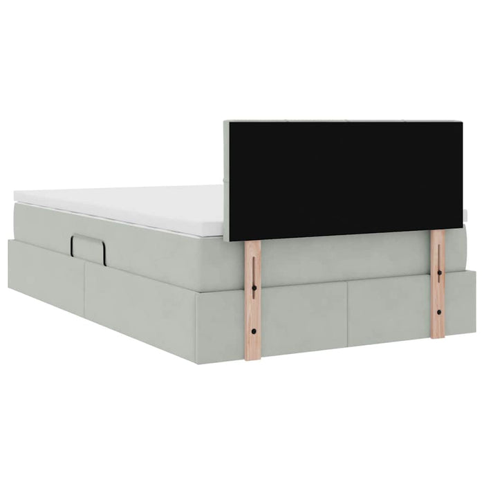 Pat cu lumini cu bandă LED Gri deschis 120 x 200 cm Catifea - WALTI WALTI