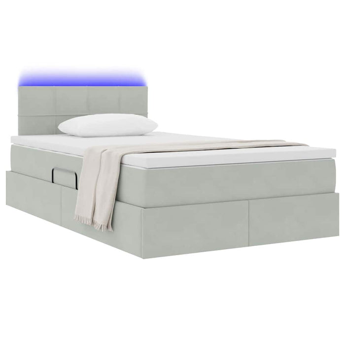 Pat cu lumini cu bandă LED Gri deschis 120 x 200 cm Catifea - WALTI WALTI