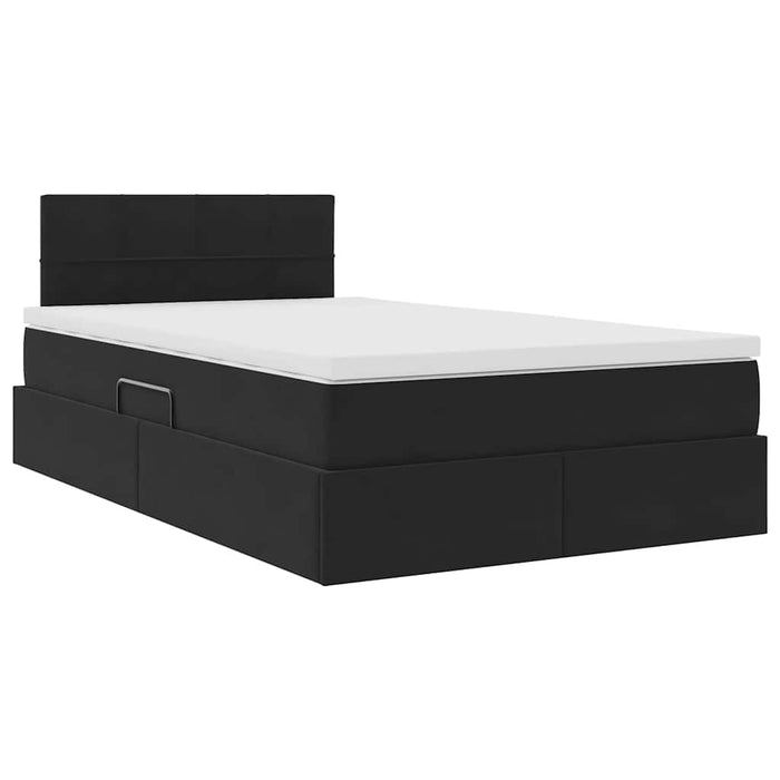 Pat cu lumini cu bandă LED Negru 120 x 200 cm Catifea - WALTI WALTI