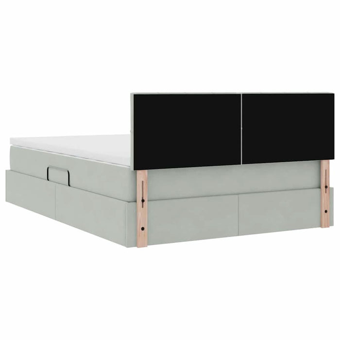 Pat cu lumini cu bandă LED Gri deschis 140 x 190 cm Catifea - WALTI WALTI