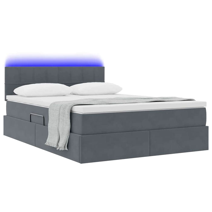 Pat cu lumini cu bandă LED Gri închis 140 x 190 cm Catifea - WALTI WALTI