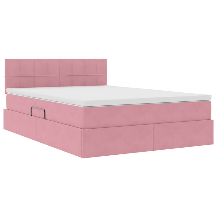 Pat cu saltea și LED cu saltea Roz 140 x 190 cm Catifea - WALTI WALTI