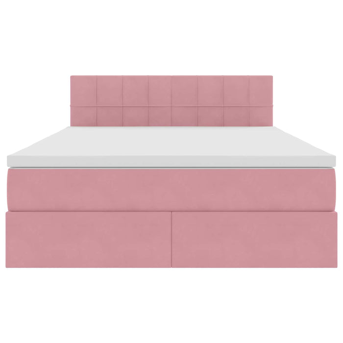 Pat cu saltea și LED cu saltea Roz 140 x 190 cm Catifea - WALTI WALTI