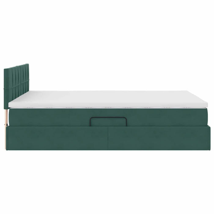 Pat cu lumini cu bandă LED Verde închis 140 x 200 cm Catifea - WALTI WALTI